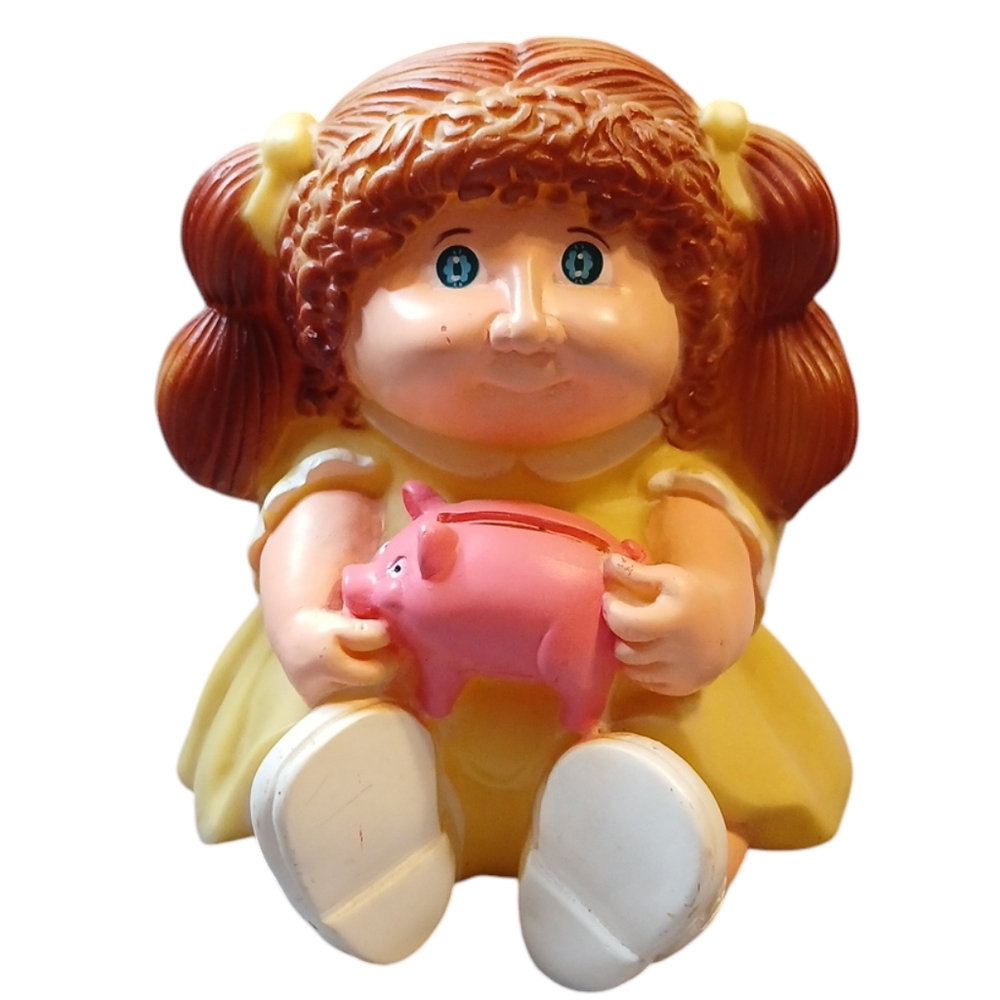1983 VTG Cabbage Patch Kids Little Girl In Yellow Dress Coin Bank